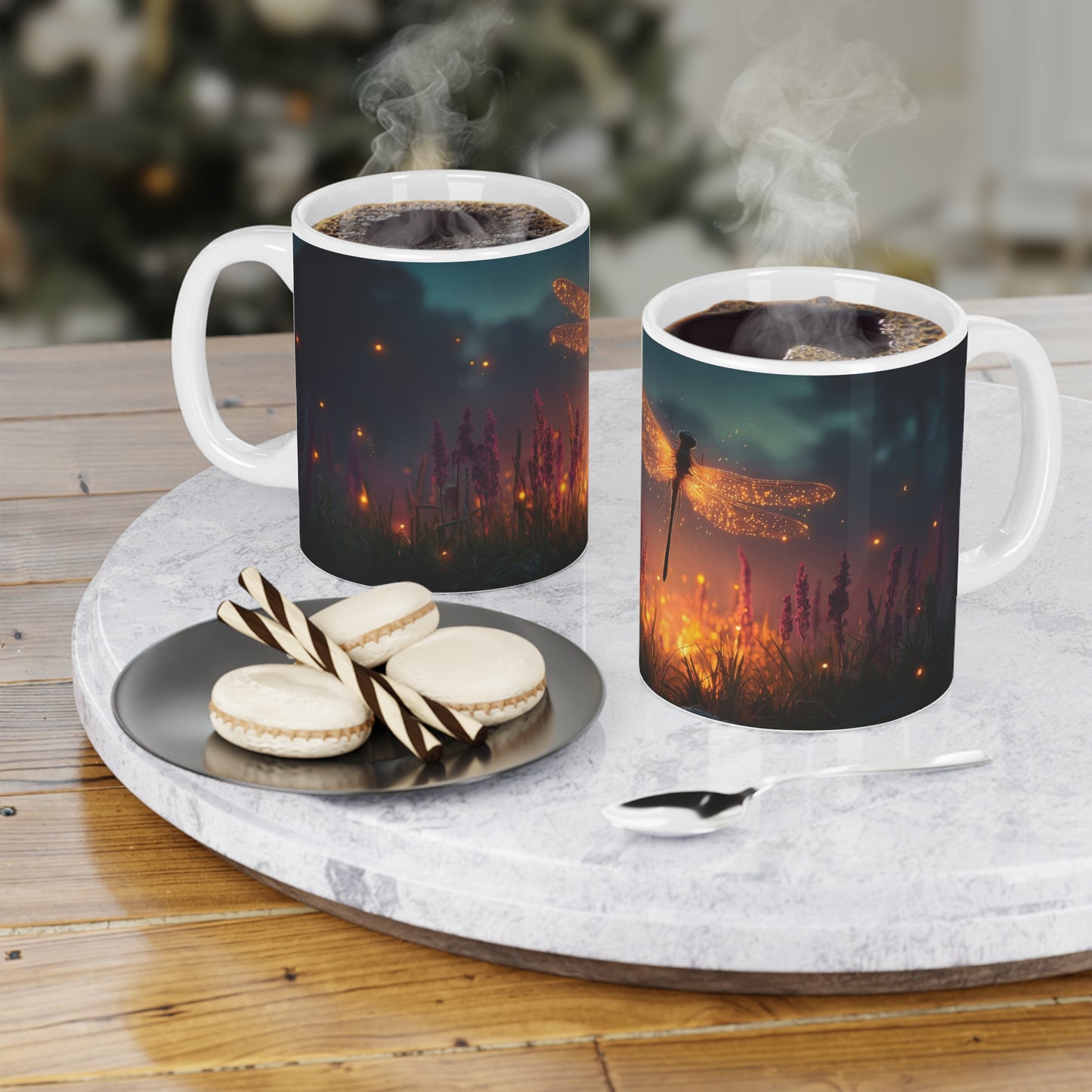 Luminescent Dragonfly Ceramic Mugs (11oz\15oz\20oz) – Twilight’s Sparkling Sentinel