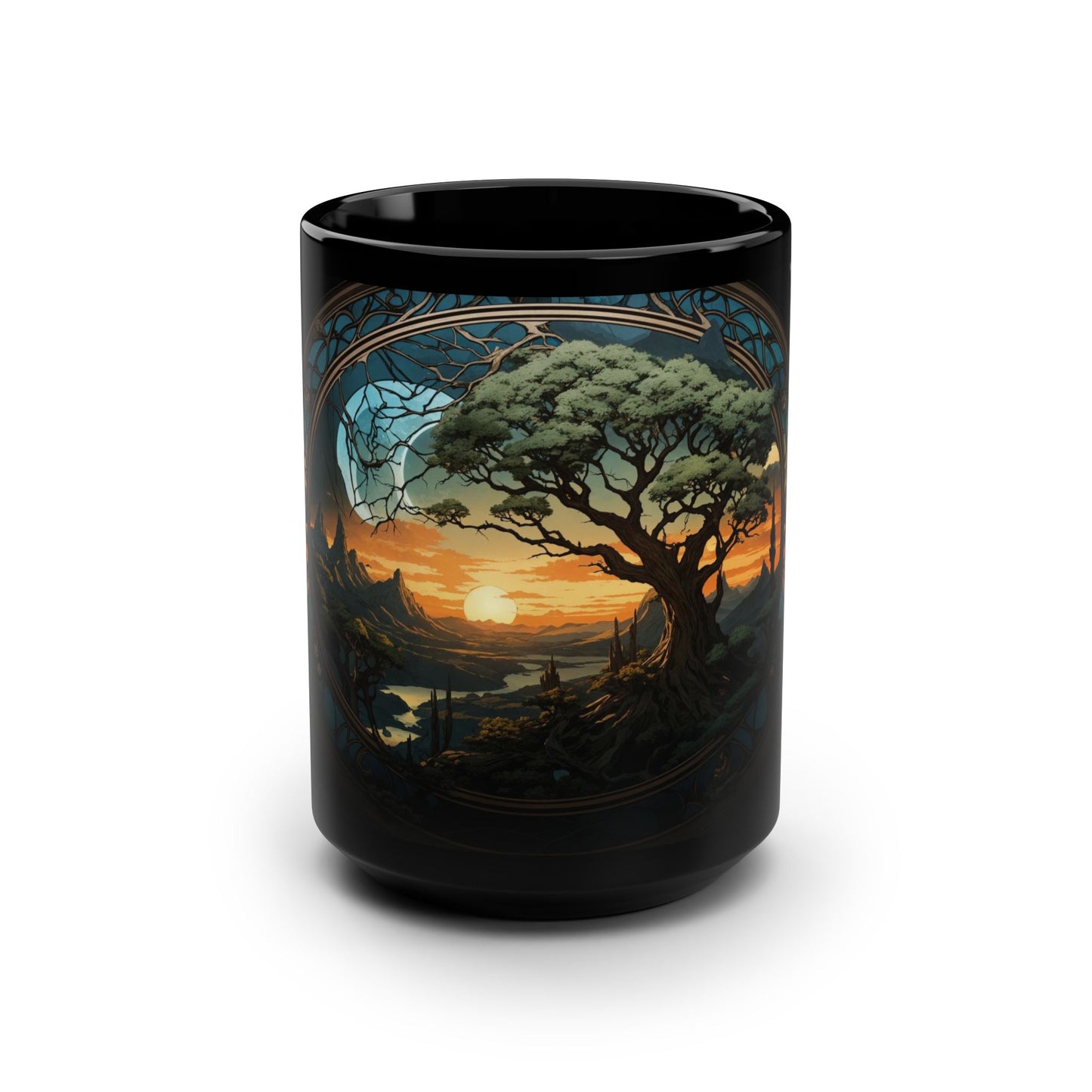 Ancient Tree Sunset Vista Mug - Fantasy Art Print