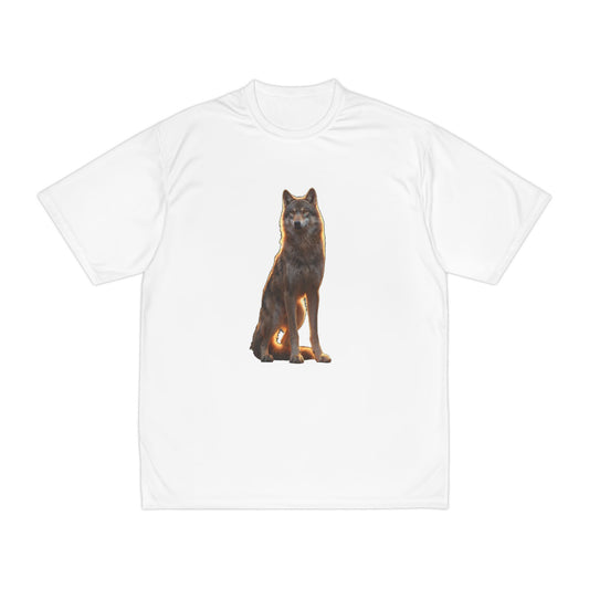 Golden Hour Wolf Men's Performance T-Shirt – Sunlit Sentinel Graphic Tee