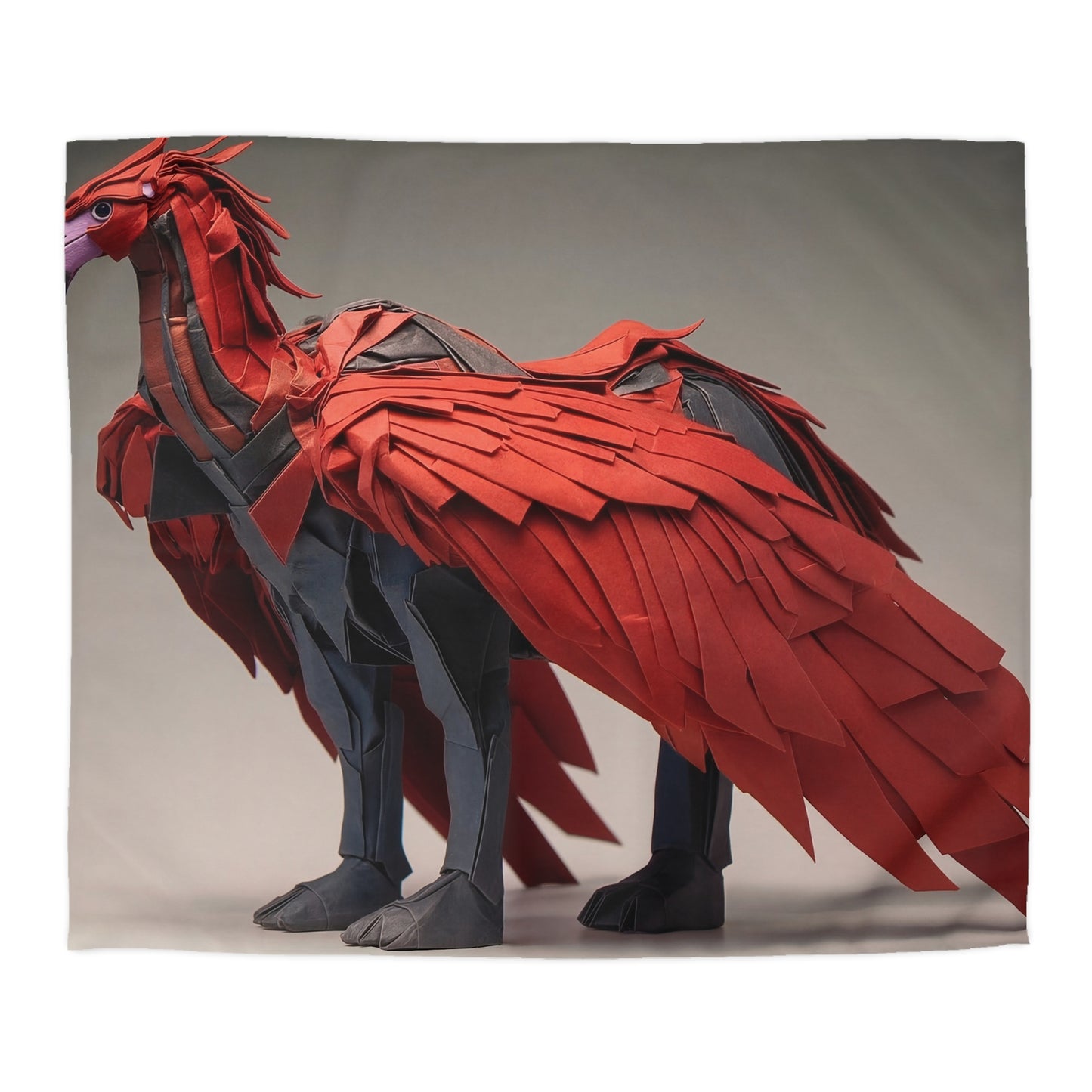Crimson Phoenix Microfiber Duvet Cover – Paper-Crafted Fire Guardian