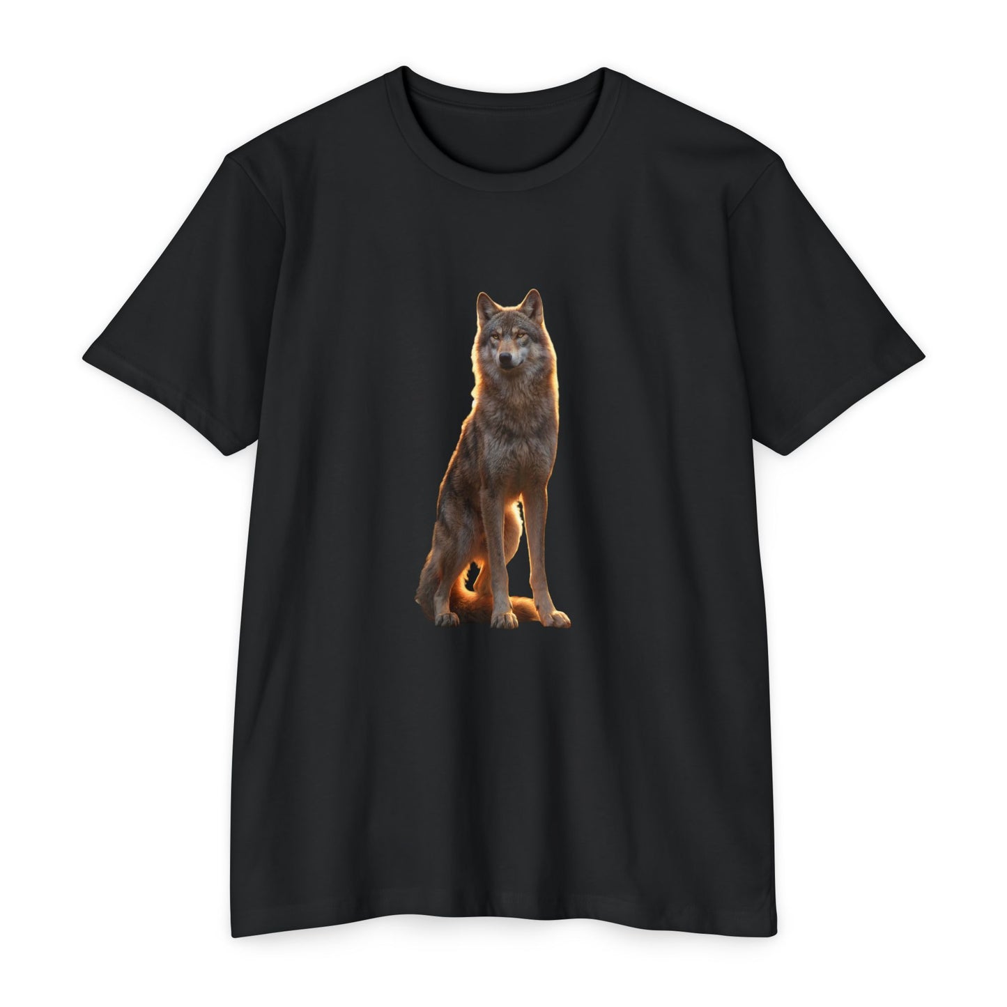Gaze of the Lone Wolf Unisex CVC Jersey T-shirt – Amber Light Sentinel Portrait
