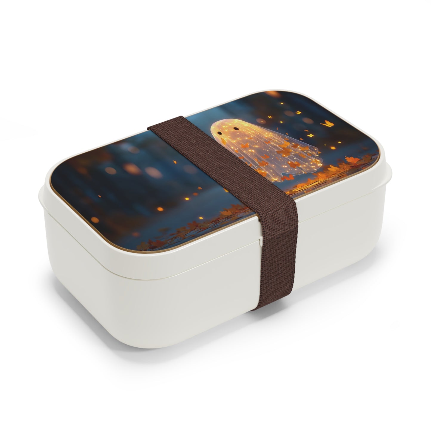 Autumn Ghost Bento Lunch Box – Golden Leaf Spirit in Twilight