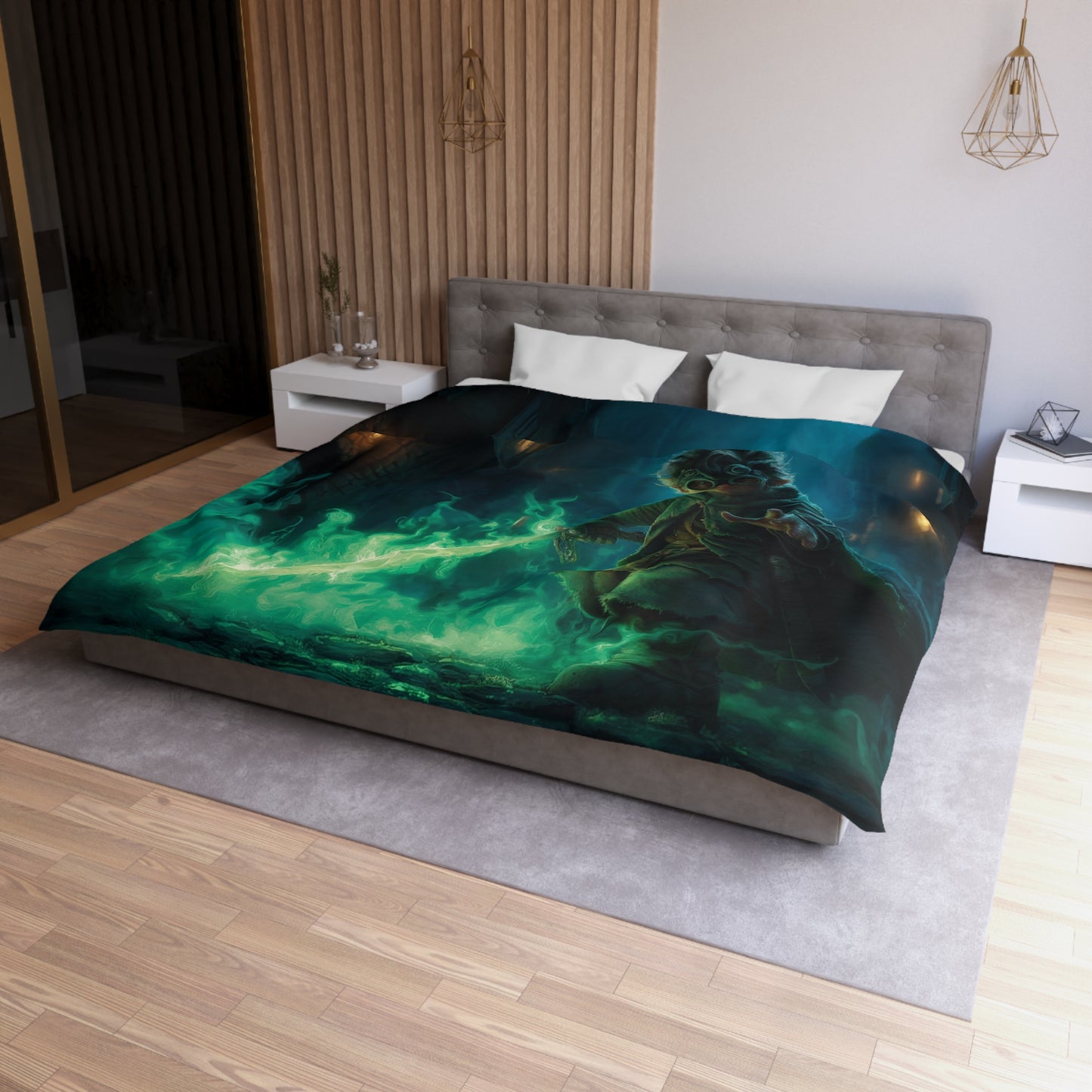 Goblin Sorcerer Green Sword Duvet Cover – Cobalt Alleyway Guardian