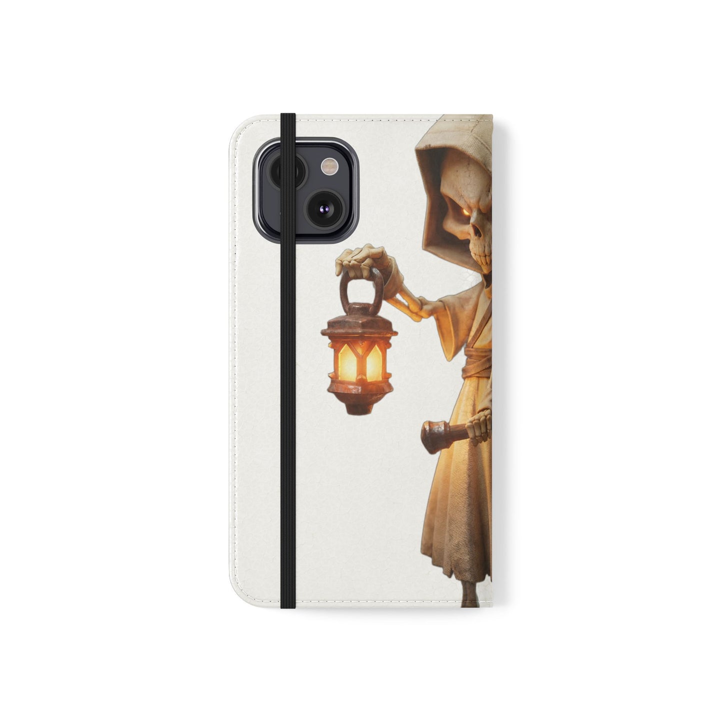 Lantern-Bearing Sentinel Flip Cases – Hooded Guardian with Scythe and Warm Glow