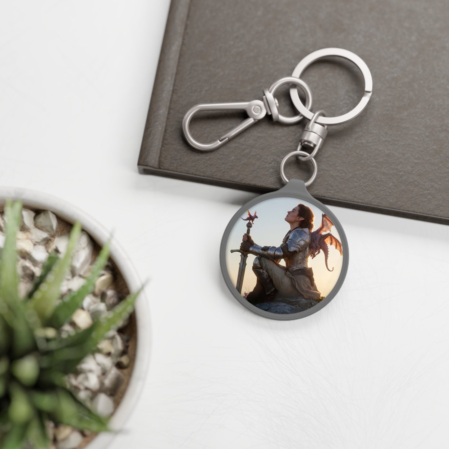 Dragon Knight Keyring Tag – Sunset Sentinel and Winged Companion
