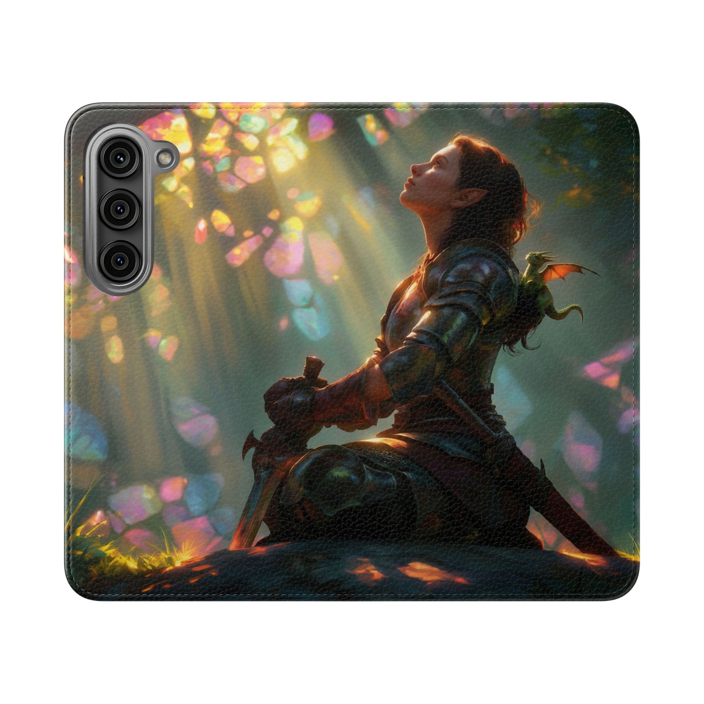 Crystal Grove Sentinel Flip Cases – Iridescent Forest Dawn Guardian