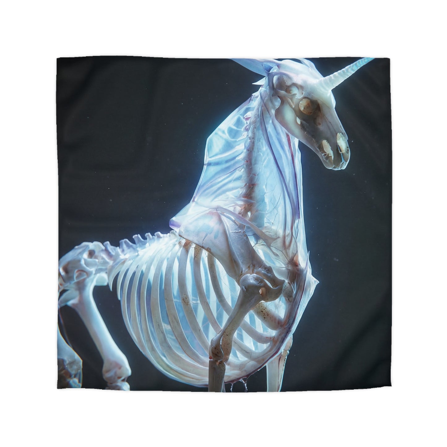Celestial Unicorn Skeleton Duvet Cover – Ethereal Glow in the Dark