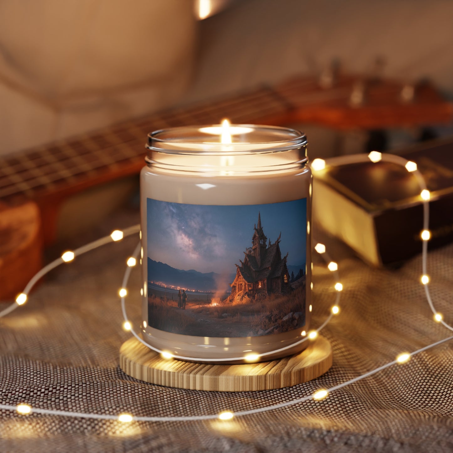 Starlit Chapel Scented Soy Candles with White Lid, 9oz – Whispering Nightscape Sanctuary