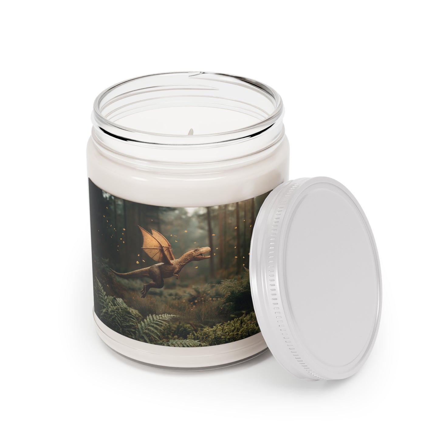 Forest Dragoon Scented Soy Candles with White Lid, 9oz – Amber Light Through Ancient Canopy