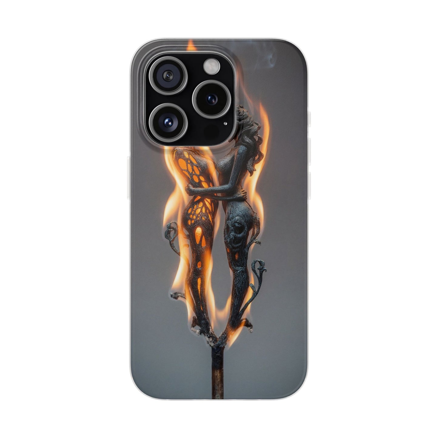 Flame-Embraced Lovers Flexi Cases – Intimate Glow Within the Fire