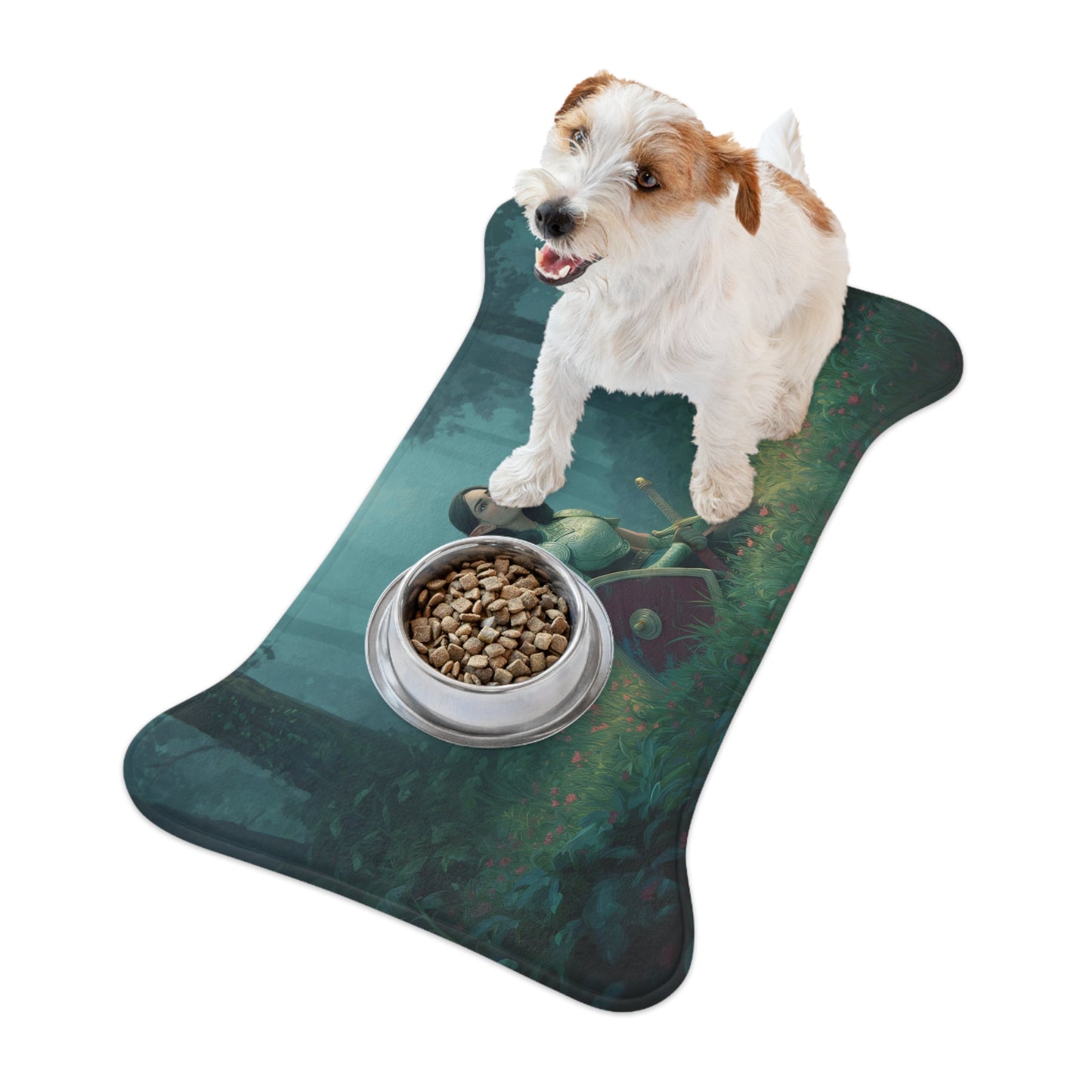 Forest Sentinels Pet Feeding Mats – Elven Guardian Resting Scene