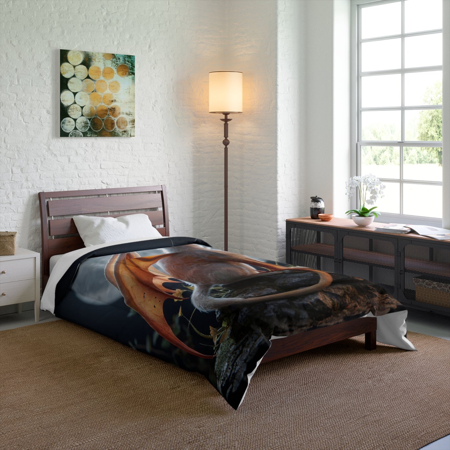 Moonlit Dragon Cat Comforter – Whispering Wings Under the Full Moon