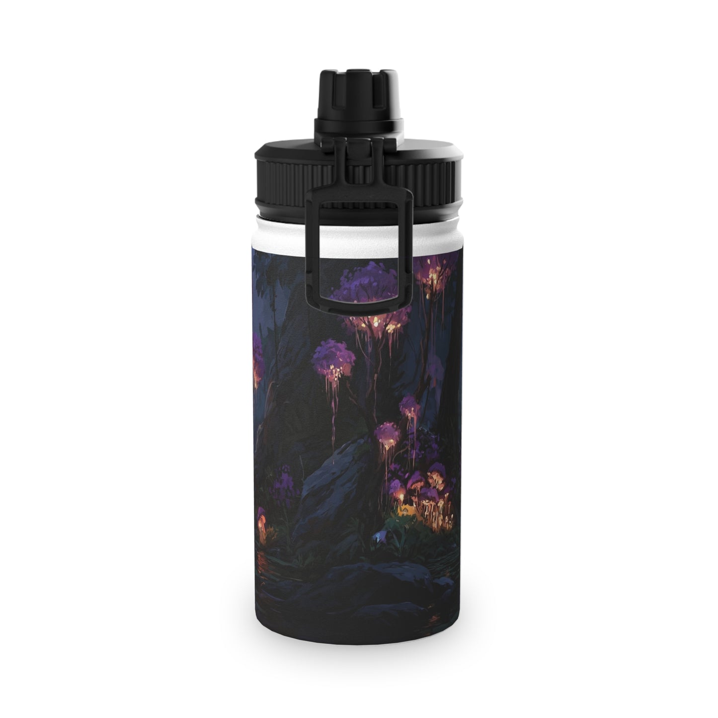 Luminous Glade Stainless Steel Water Bottle, Sports Lid – Twilight Bloom Sanctuary