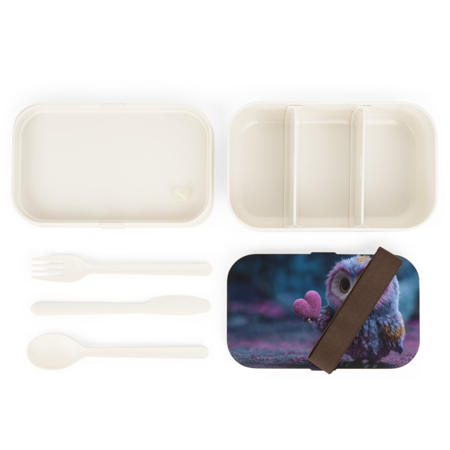 Velvet Owl with Heart Bento Lunch Box – Whimsical Midnight Offering