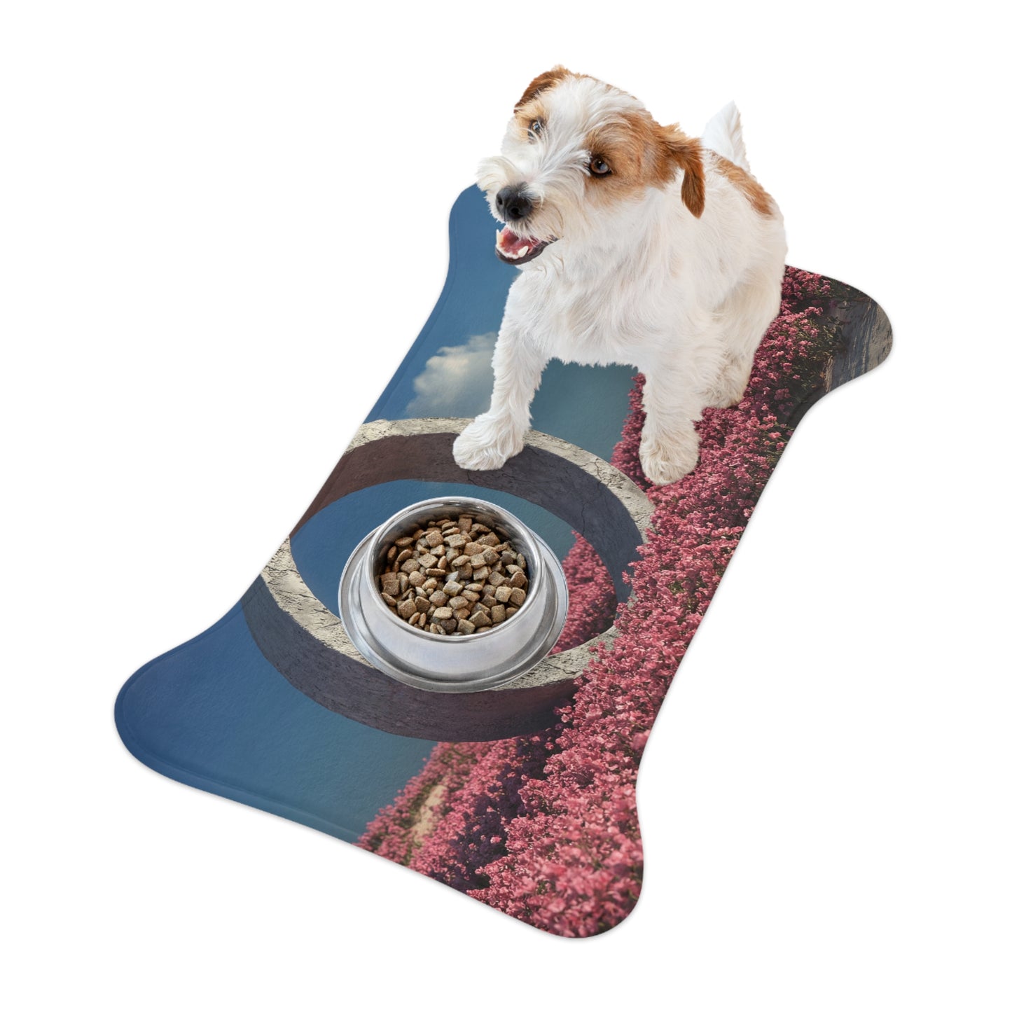 Concrete Circle Feeding Mats – Pink Wildflower Portal Scene