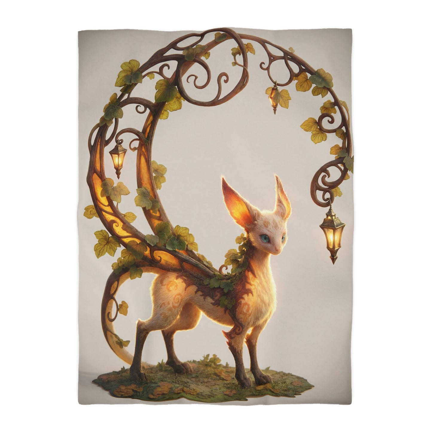 Moonlit Sentinel Microfiber Duvet Cover – Whimsical Feline Guardian in Iron Archway