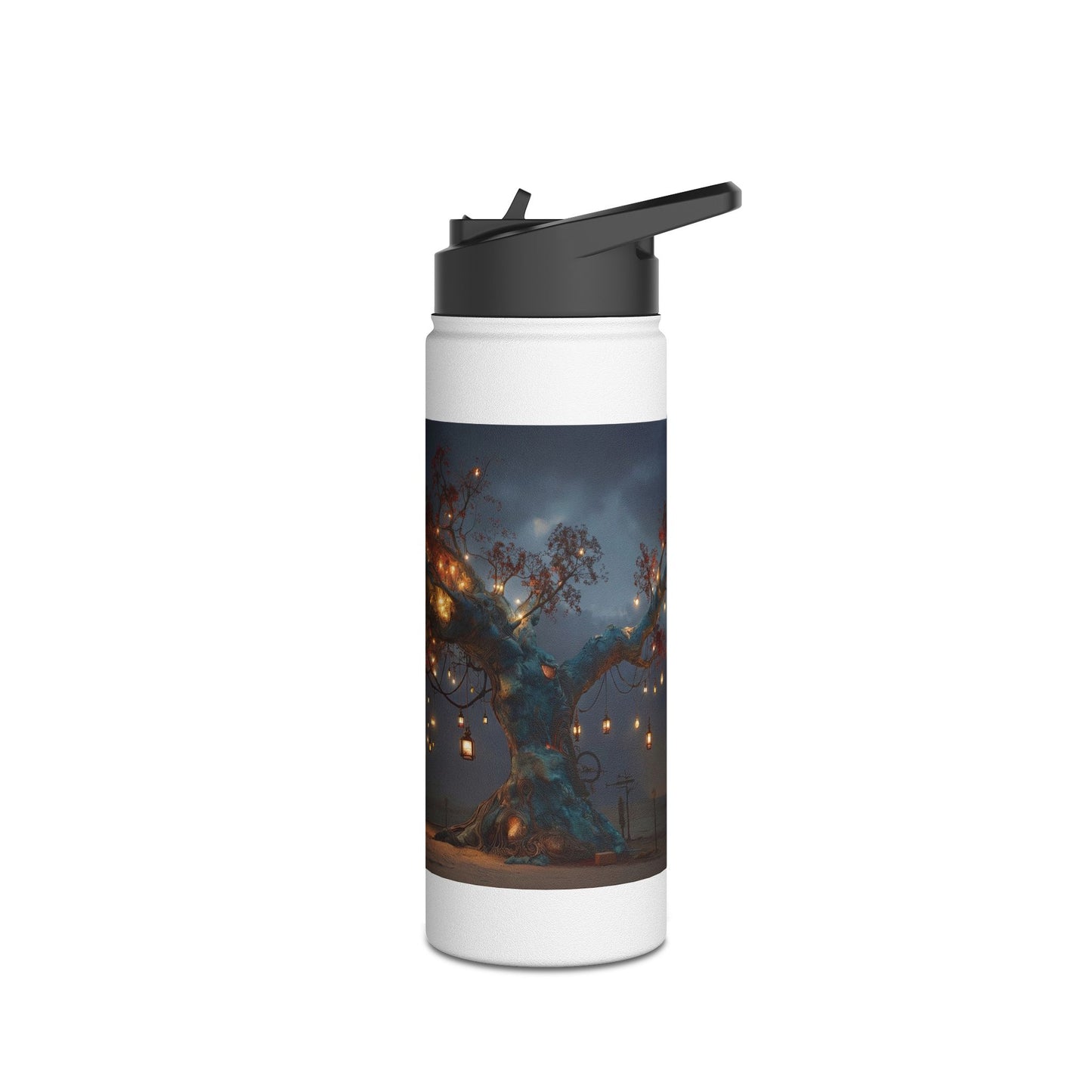 Lantern Tree Stainless Steel Water Bottle, Standard Lid – Desert Night’s Whispering Grove