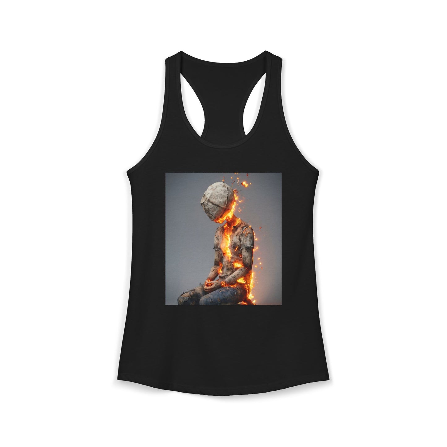 Burning Silhouette Women's Ideal Racerback Tank – Paper Doll Ascension Flame Art
