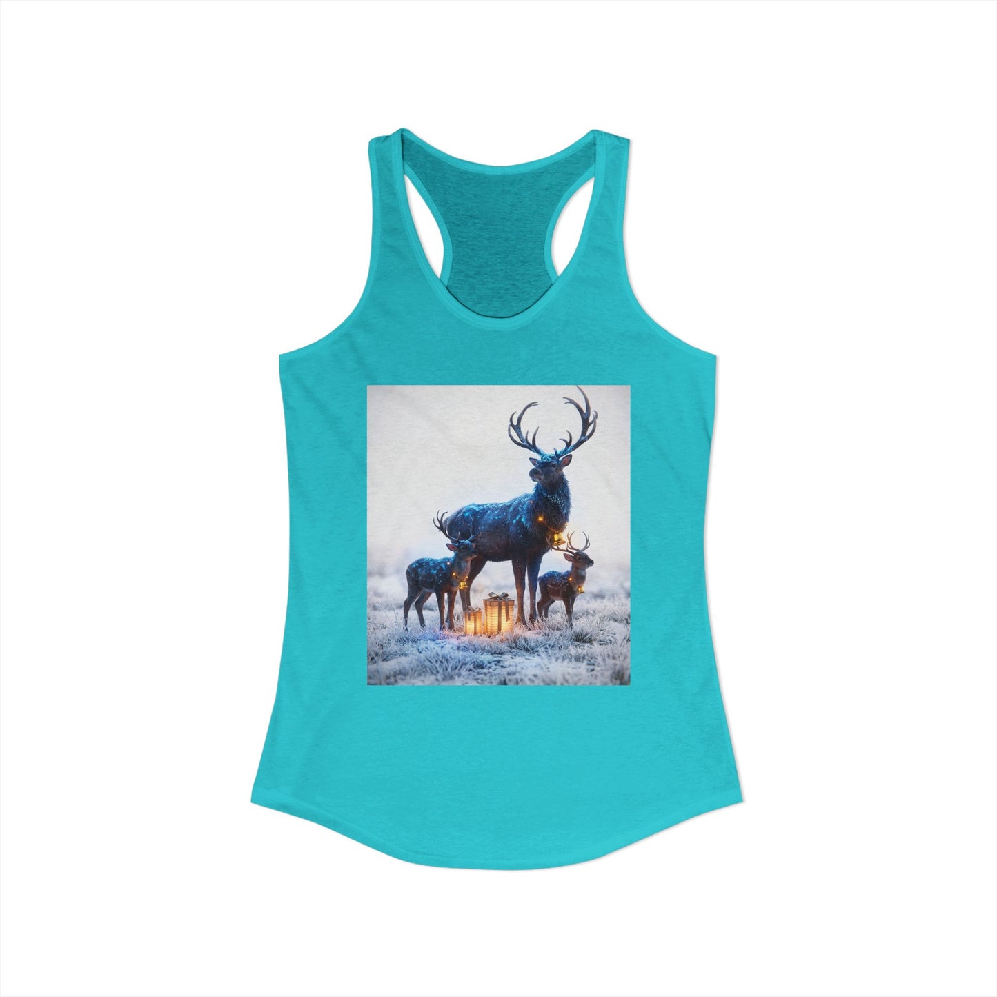 Starlight Stag Trio Women's Ideal Racerback Tank – Frost-Lit Winter Guardians