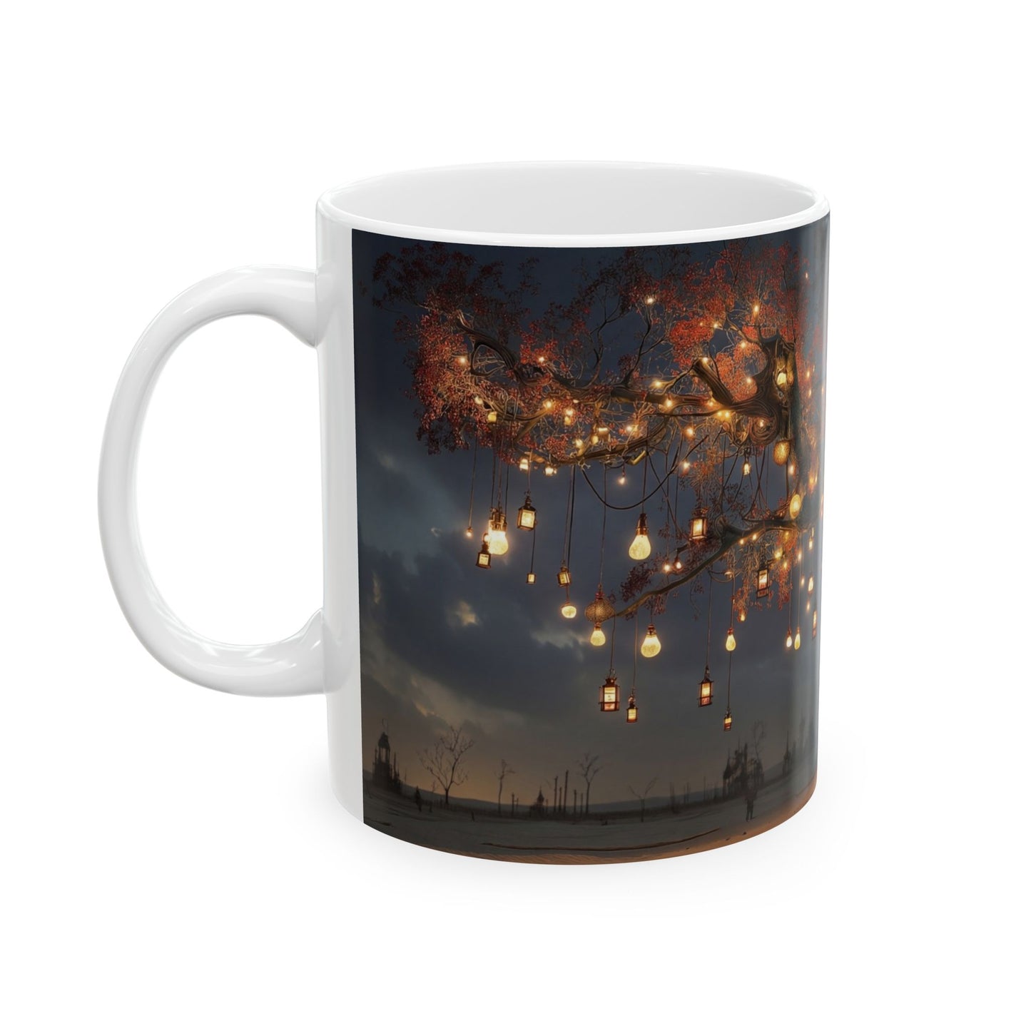 Lantern Tree Ceramic Mug – Desert Night Glow in a Gilded Canopy
