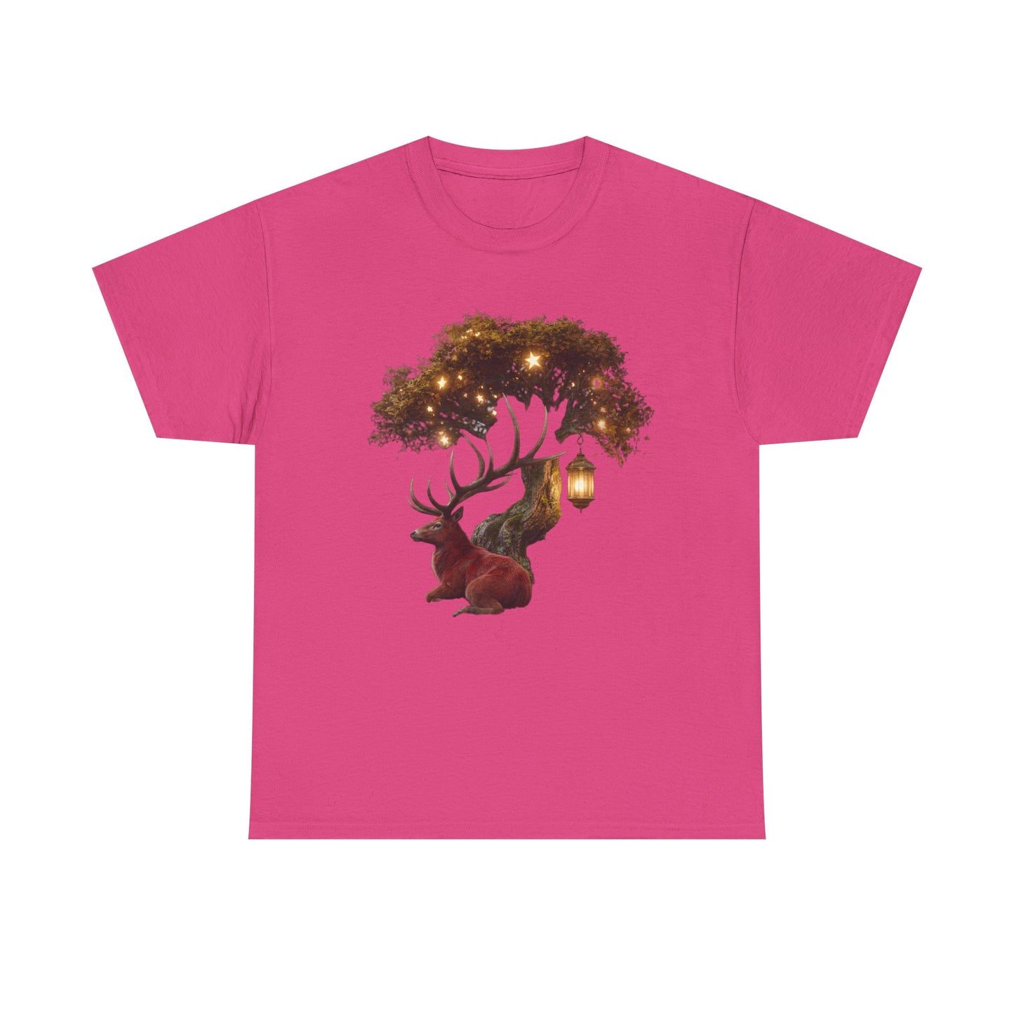 Starlight Stag & Lantern Tee – Autumn Grove Guardian