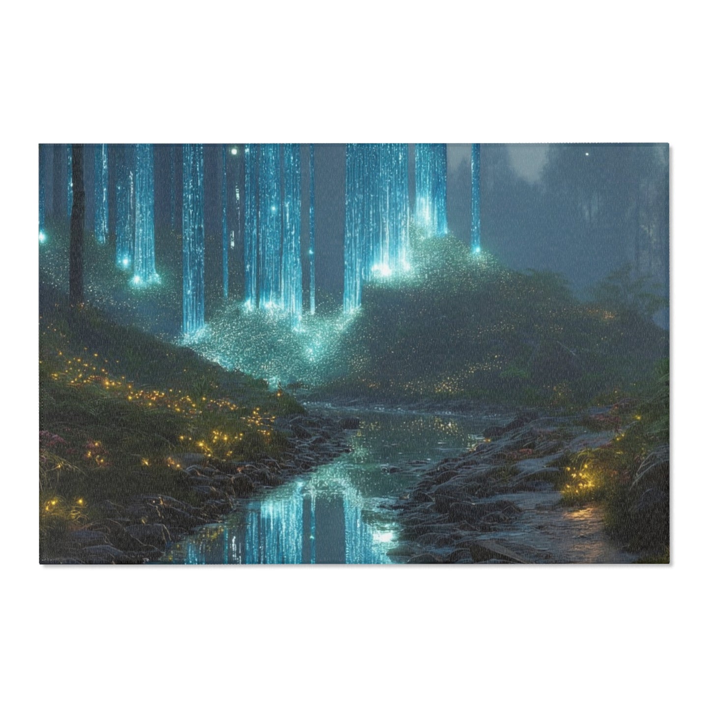 Whispering Forest Stream Rug – Azure Luminescence Dreamscape