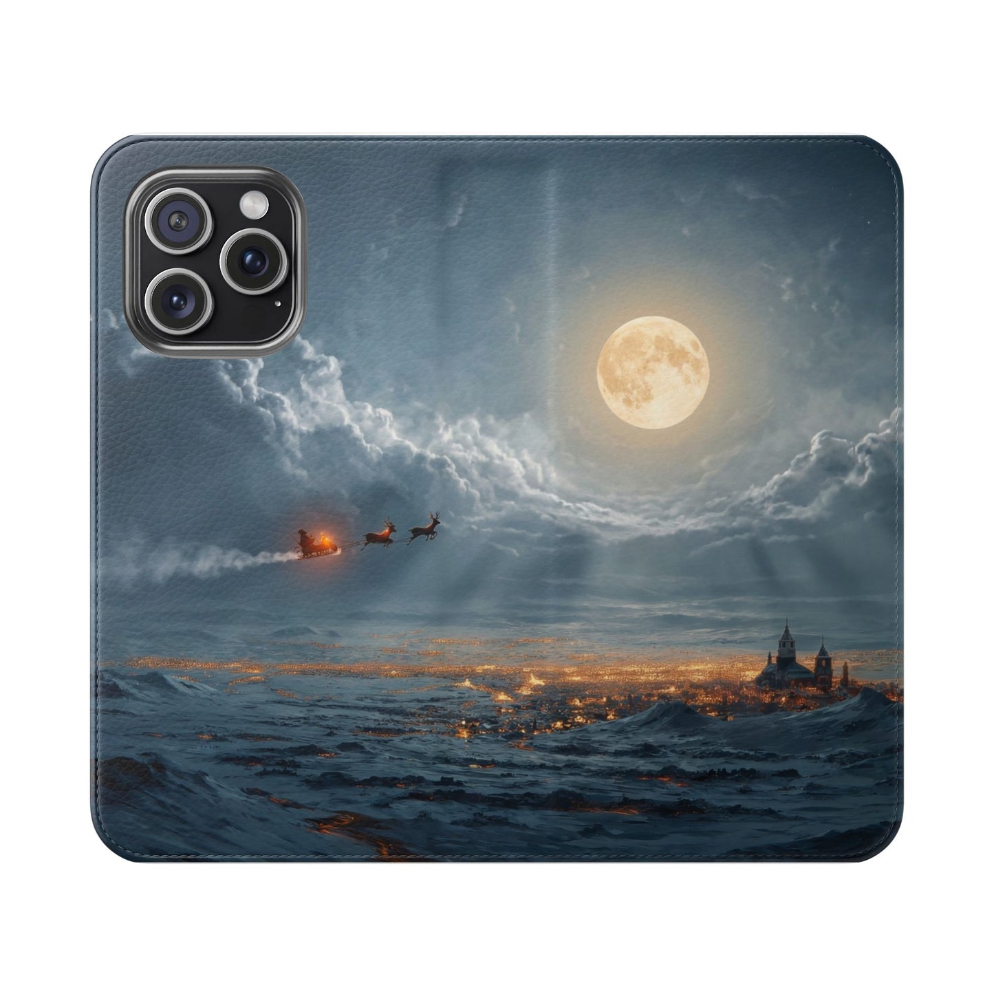 Moonlit Sleigh Flip Cases – Northern Lights Winter Journey