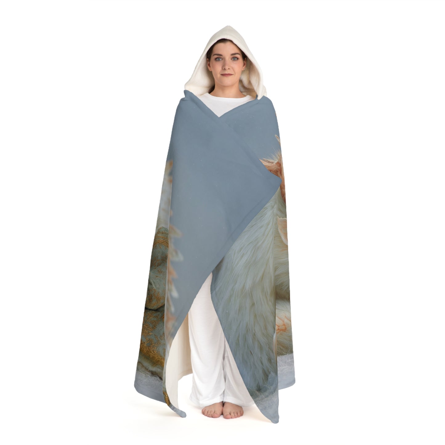 Sleeping Child on White Dragon Sherpa Blanket – Frosty Sentinel’s Quiet Embrace