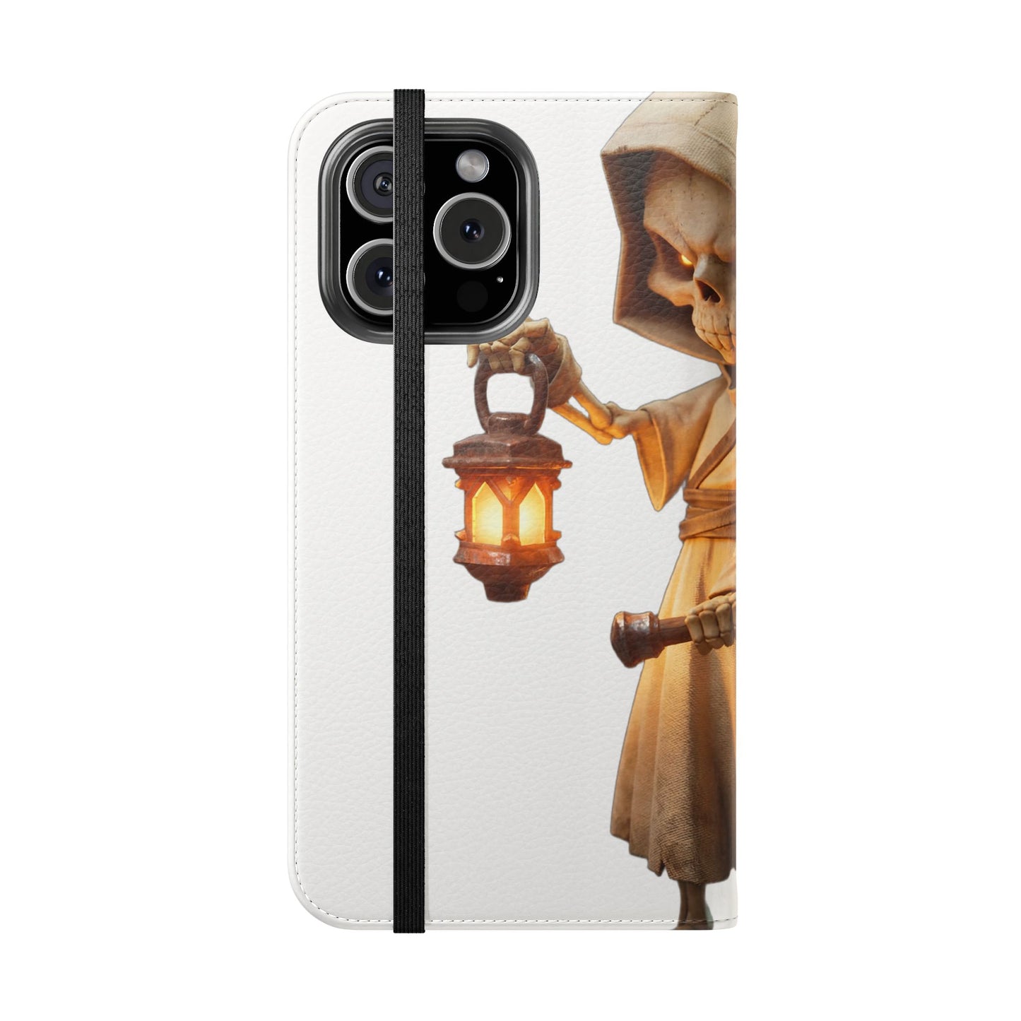 Lantern-Bearing Sentinel Flip Cases – Hooded Guardian with Scythe and Warm Glow