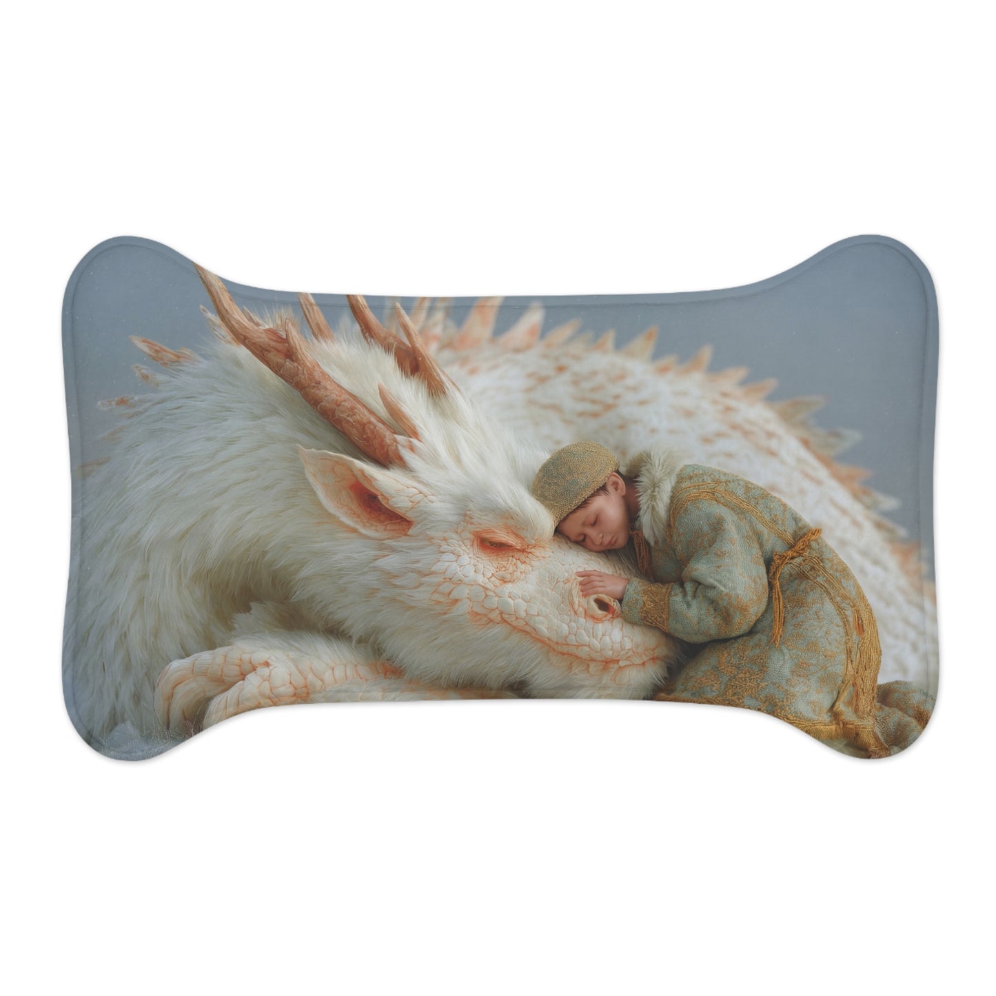 Sleeping Dragon Pet Feeding Mats – Velvet Guardian in Snowy Rest