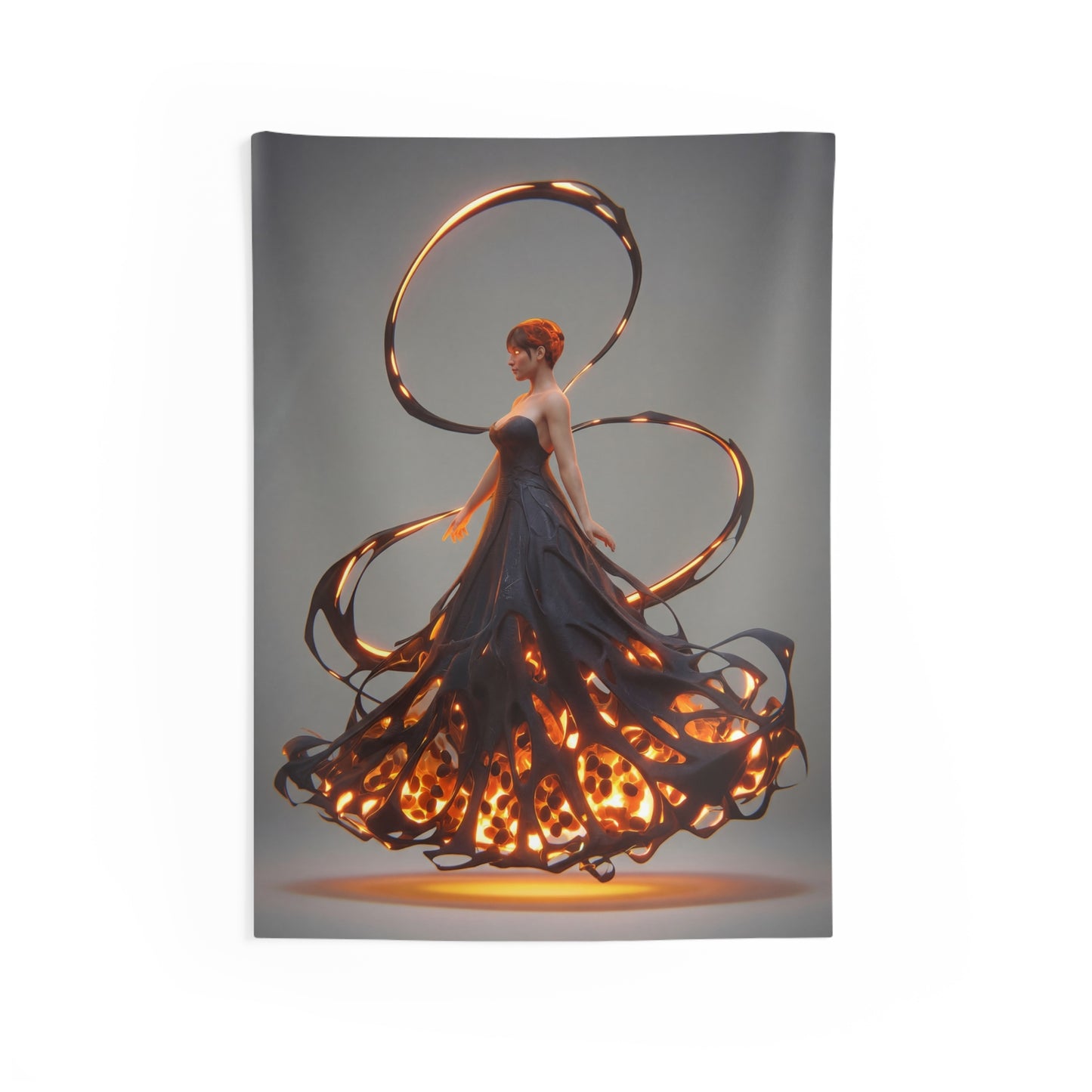 Luminescent Veil Woman Indoor Wall Tapestries – Floating Aura Dreamscape