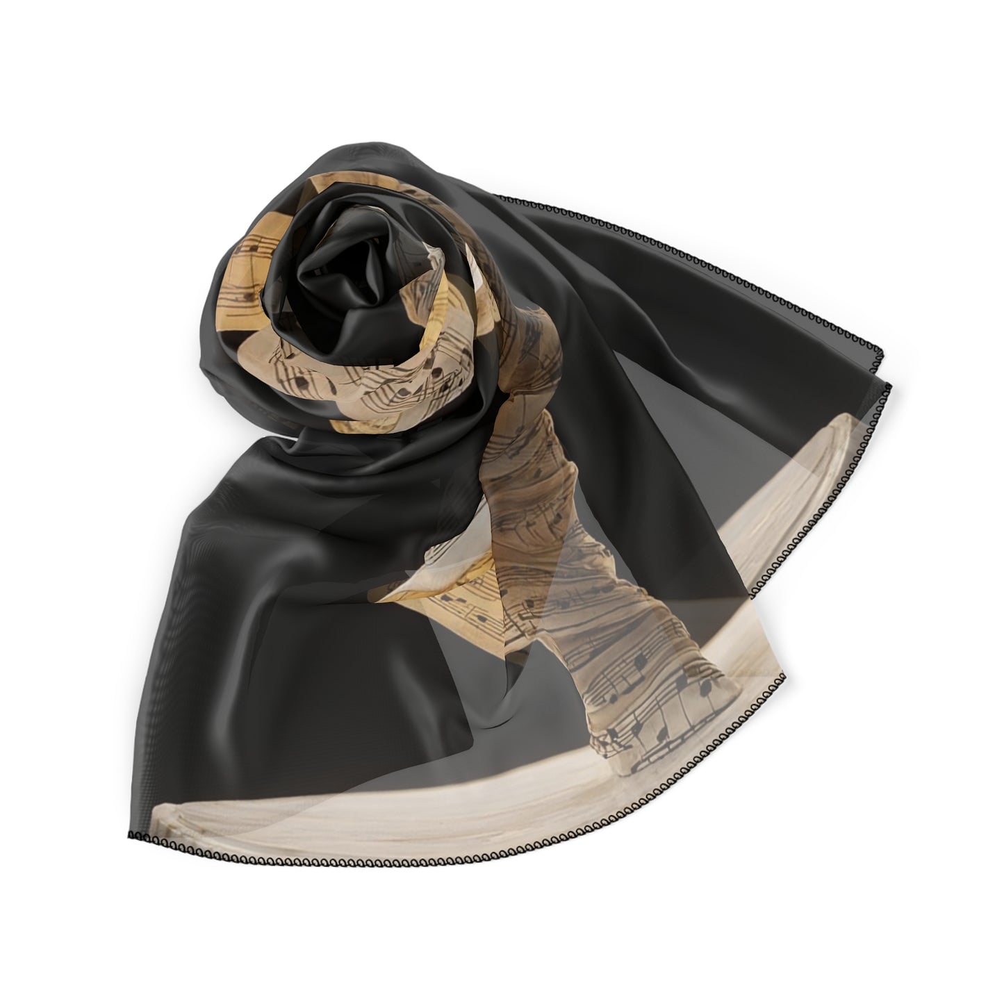 Music Note Dancer Poly Scarf – Golden Score Whirlwind