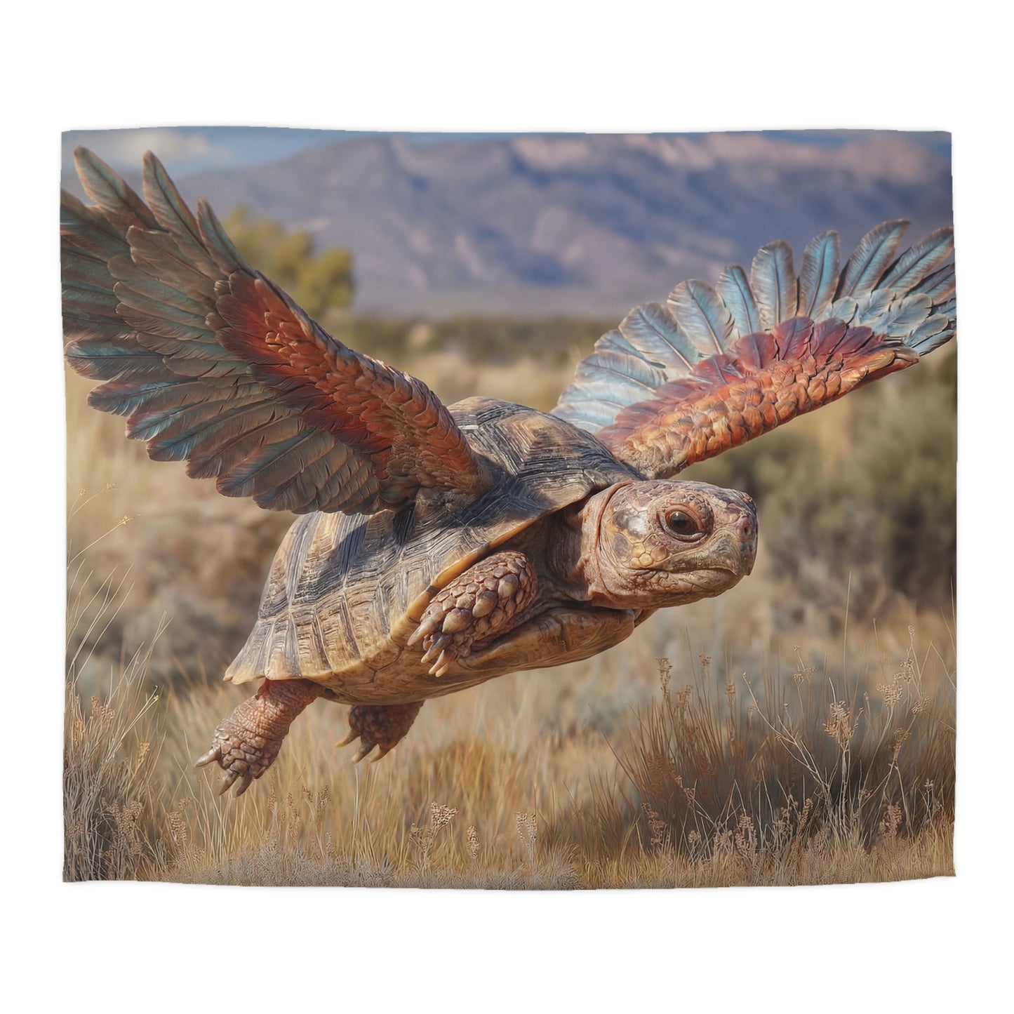 Winged Tortoise Microfiber Duvet Cover – Skybound Sanctuary Dreamscape