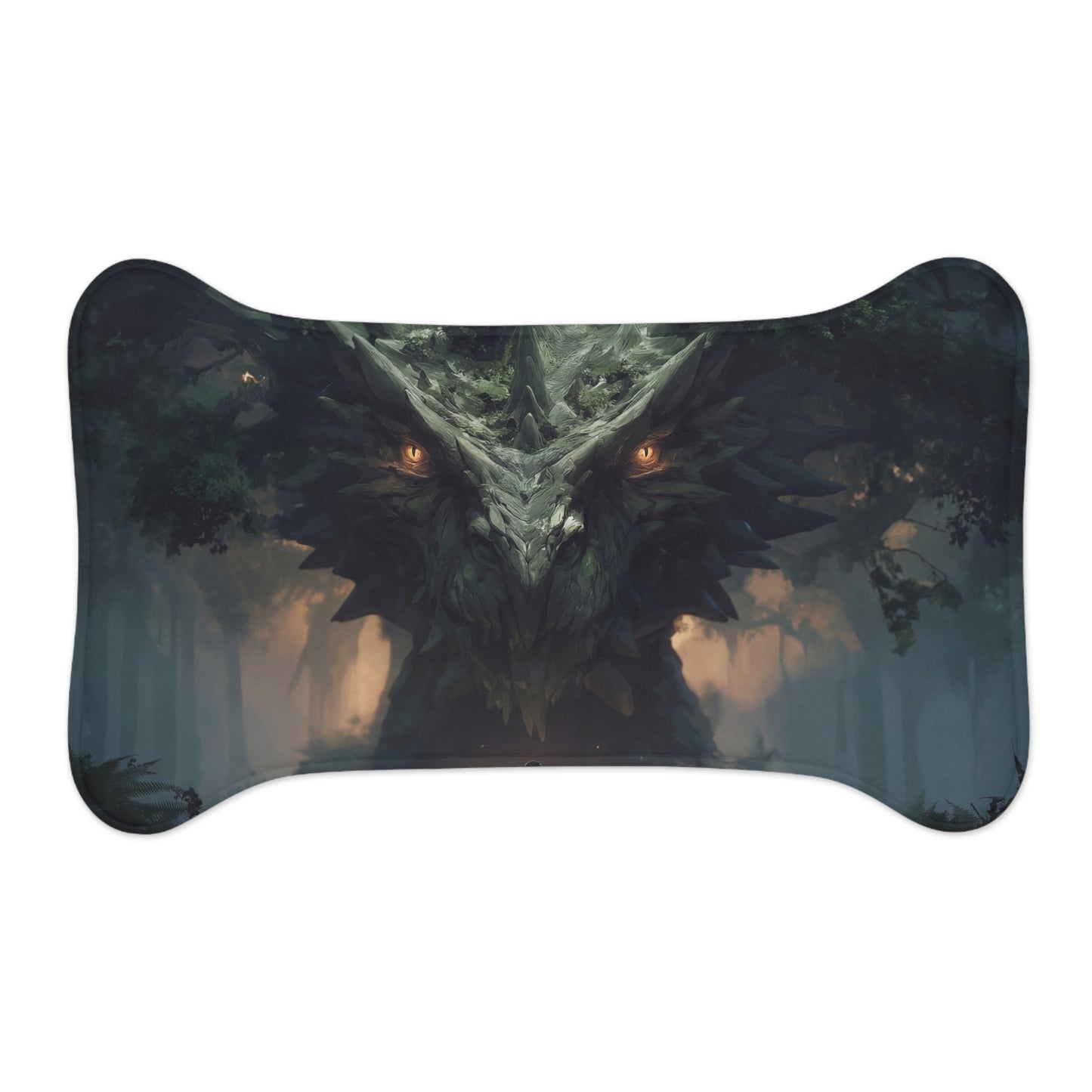 Ancient Dragon Sentinel Pet Feeding Mats – Moss-Grown Forest Guardian