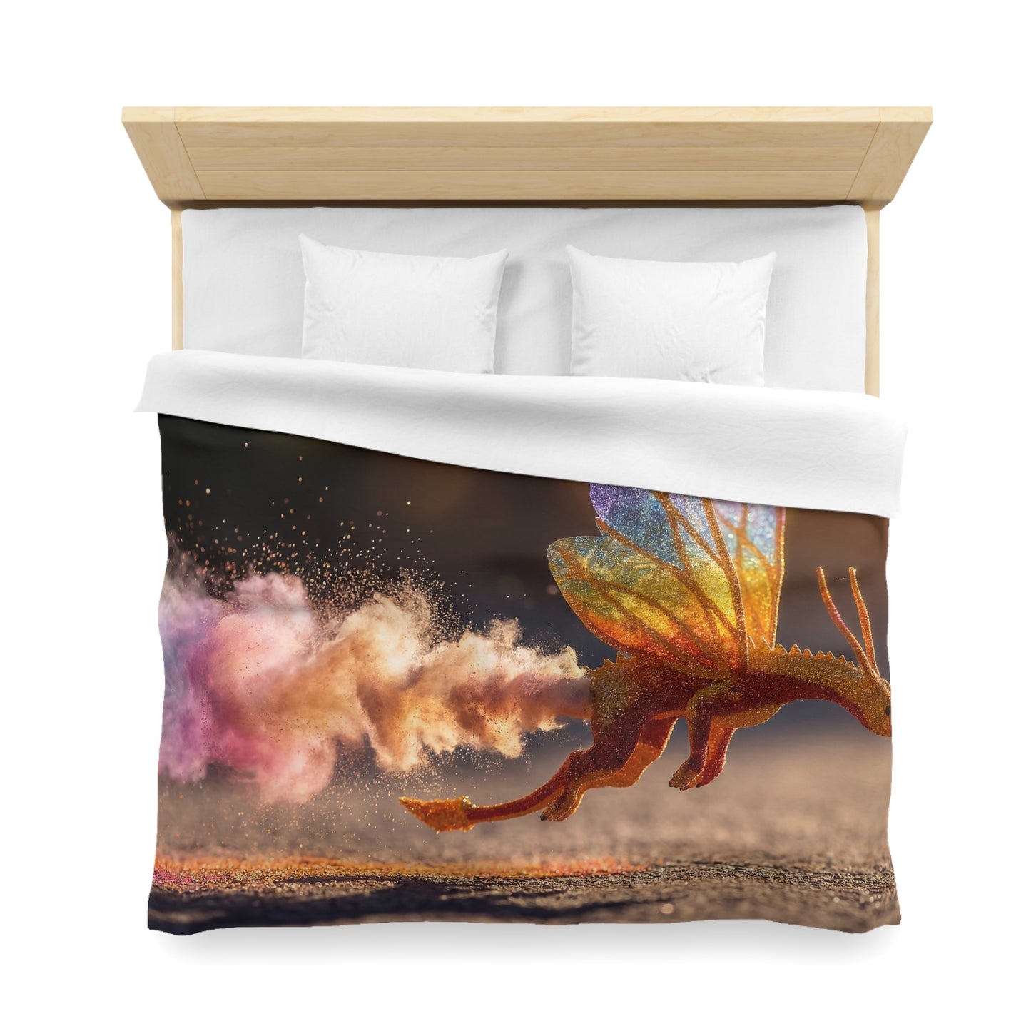 Glitter Dragon Microfiber Duvet Cover – Sunset Powder Trail Dreamscape