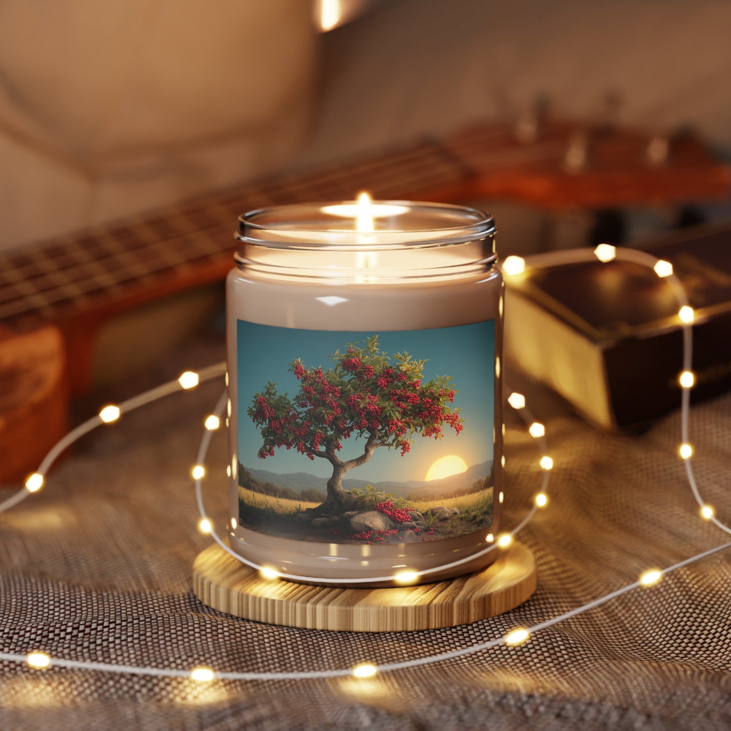 Crimson Berry Tree Scented Soy Candles with White Lid, 9oz – Sunset Harvest Reverie
