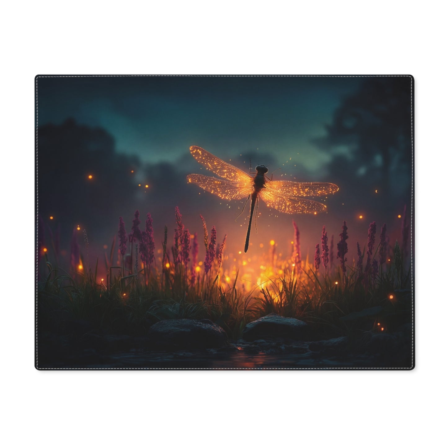 Luminescent Dragonfly Placemat – Twilight Meadow Glow