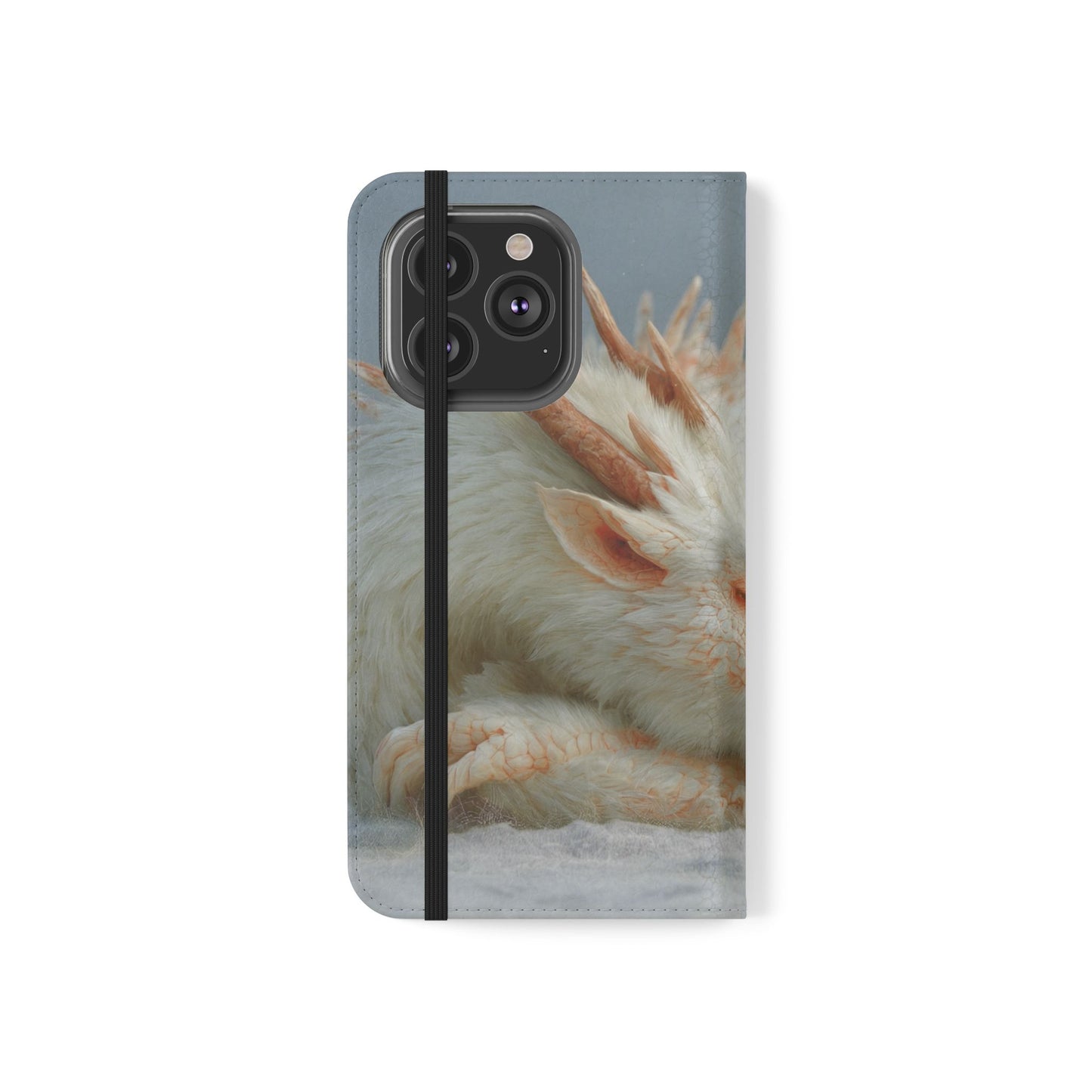 Sleeping Child and Dragon Flip Cases – Snowy Guardian Embrace