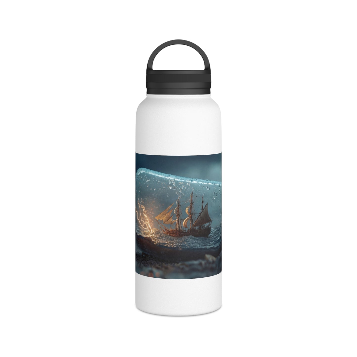 Stormbound Galleon Water Bottle – Handle Lid – Sea in a Bottle Dreamscape