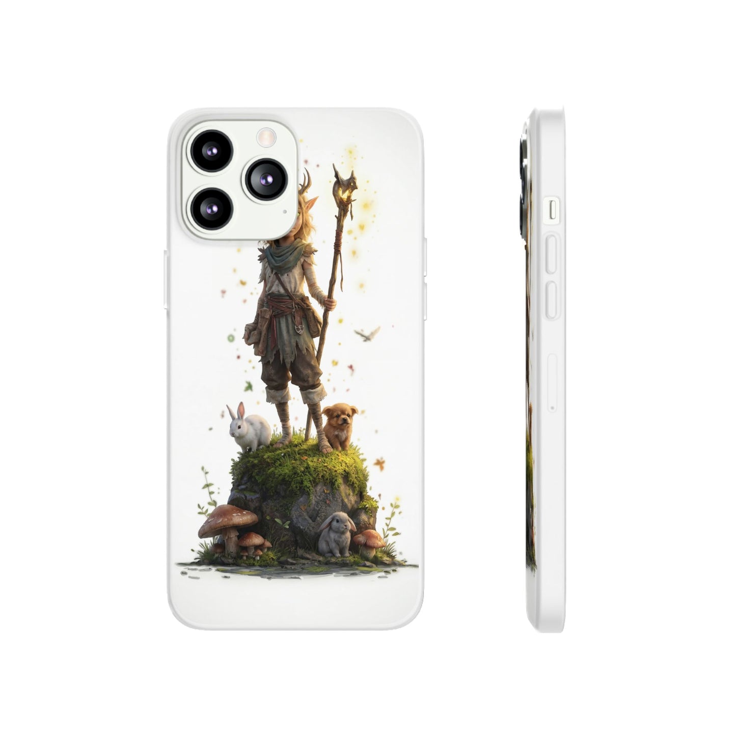 Forest Sentinel Flexi Cases – Glowing Antlered Child with Pet Companions