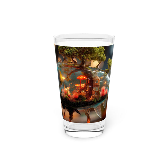Forest Within Fish Pint Glass – Bioluminescent Aquatic Sanctuary