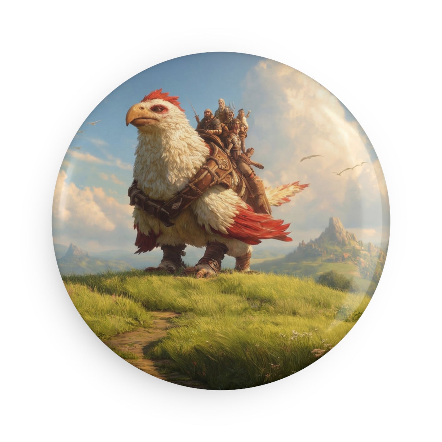 Eagle Sentinel Button Magnet, Round (1 & 10 pcs) – Crested Wings Over Sunlit Peaks