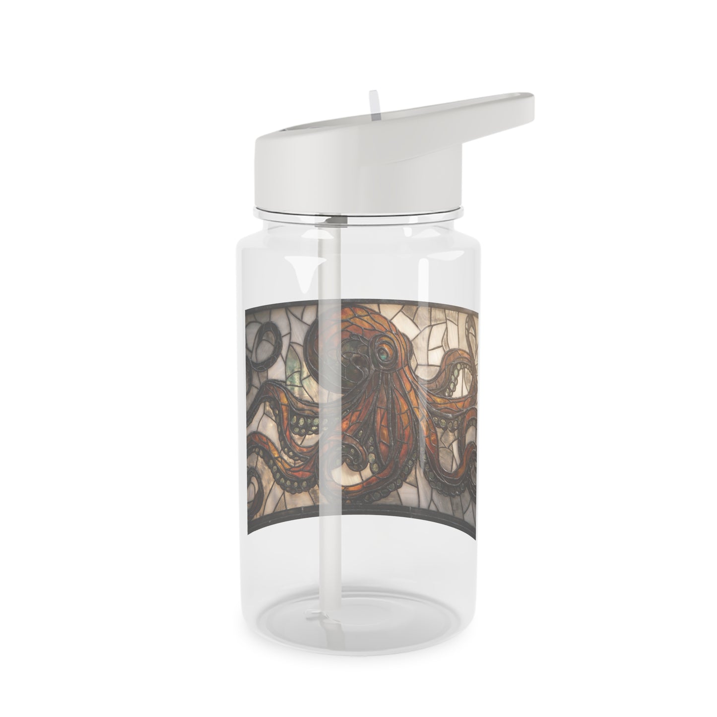 Stained Glass Octopus Tritan Water Bottle – Amber Tentacle Mosaic