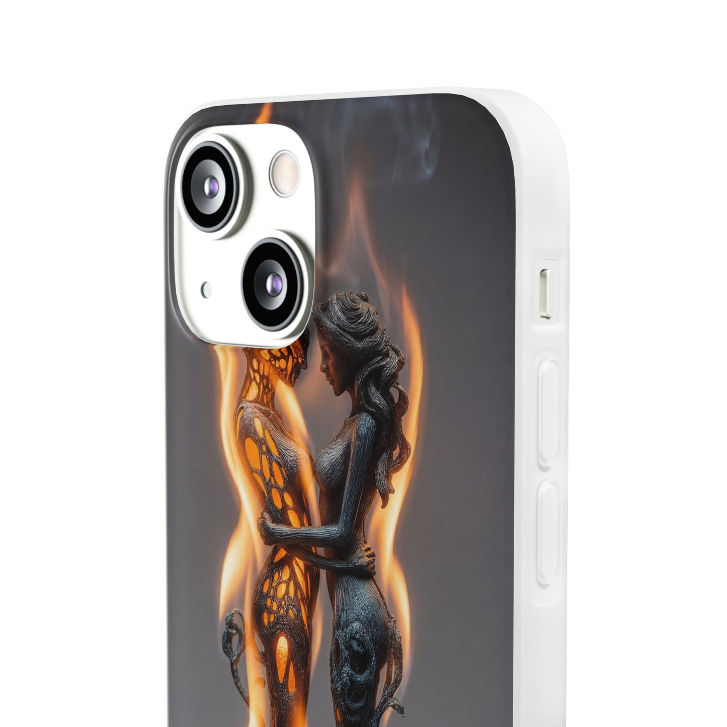 Flame-Embraced Lovers Flexi Cases – Intimate Glow Within the Fire