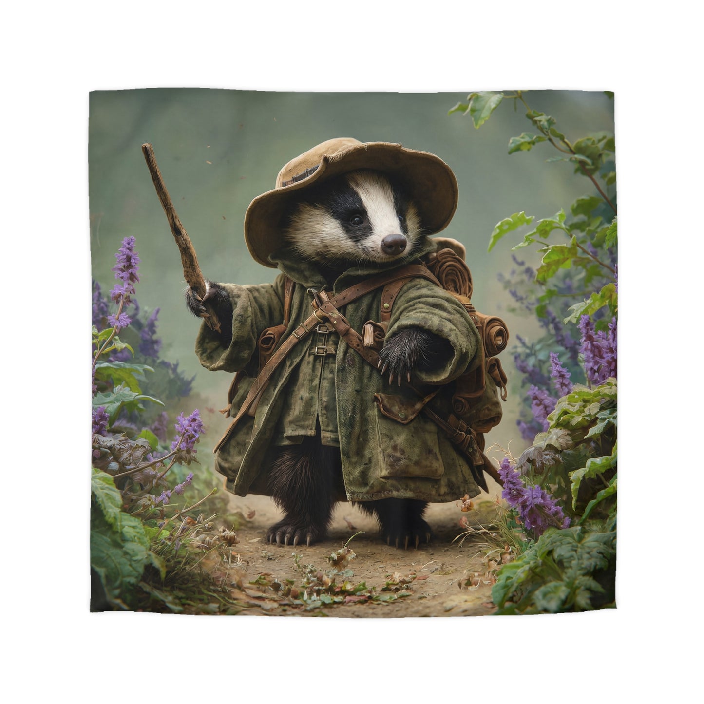 Badger Scout Microfiber Duvet Cover – Mossy Path Through Purple Thistle