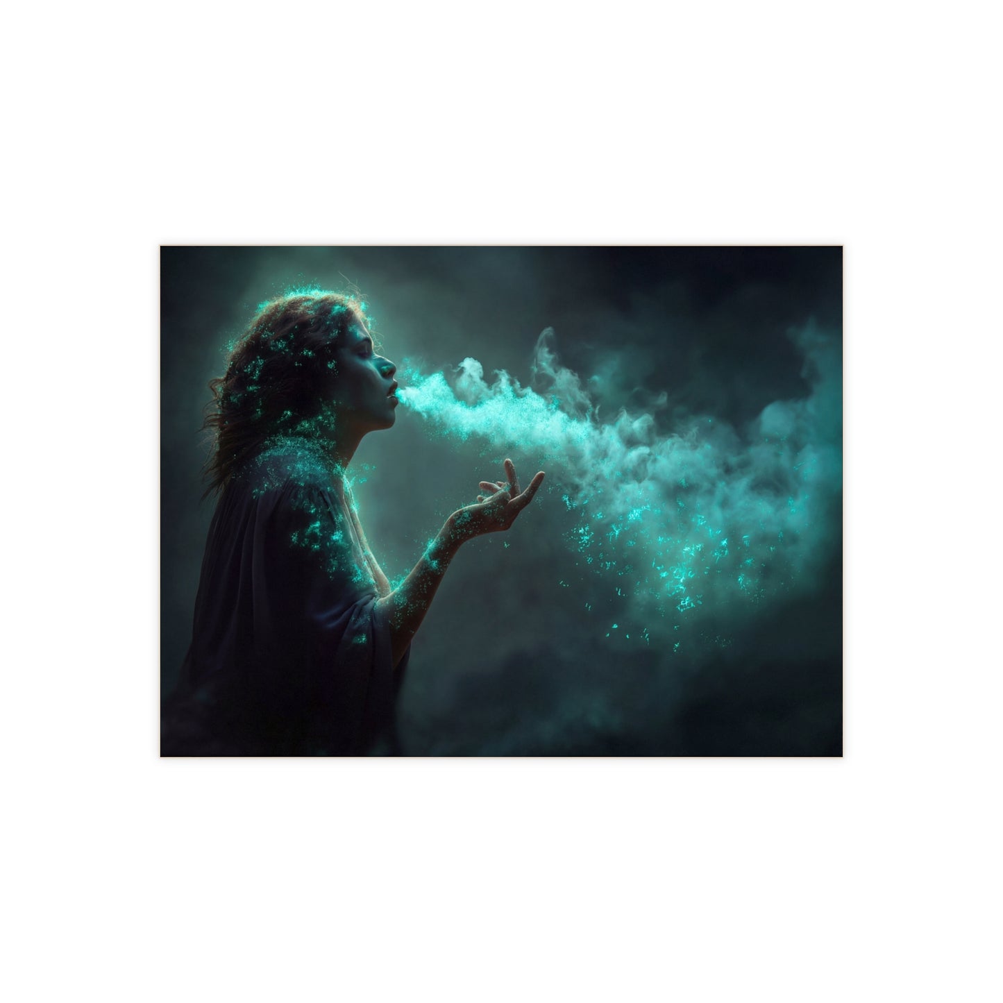Enchanted Breath Ceramic Photo Tile – Azure Sparkle Whisperer