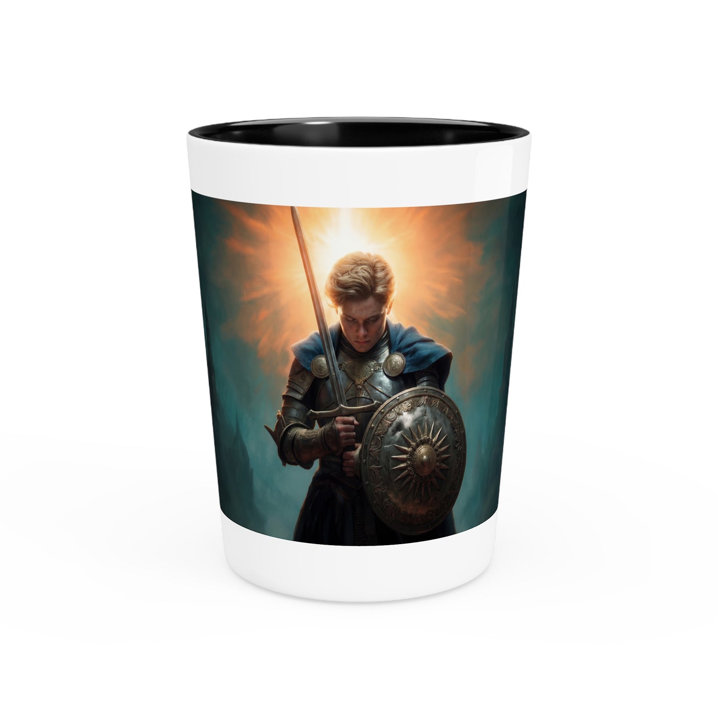 Dawn-Emblazoned Sentinel Shot Glass – Armor of the Rising Sun