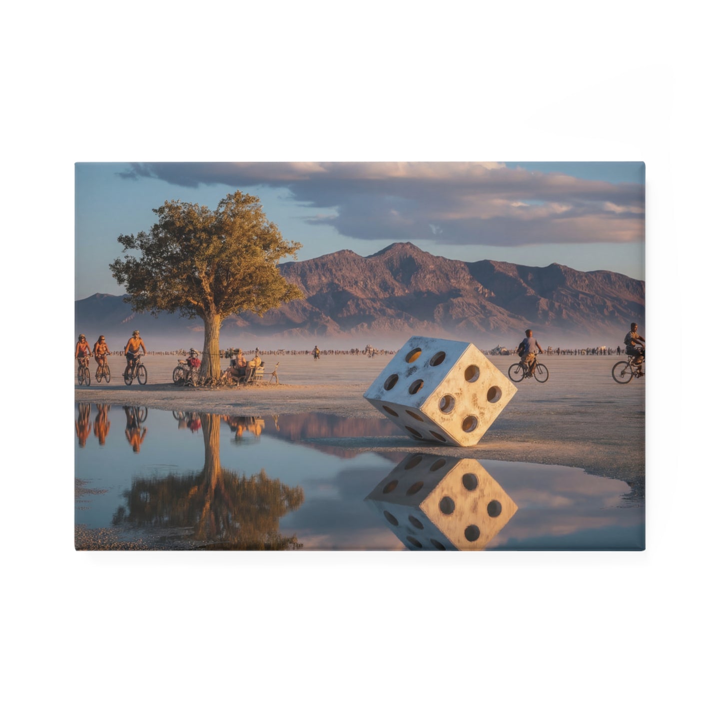 Desert Dice Button Magnet, Rectangle (1 & 10 pcs) – Sunset Reflection at Burning Man