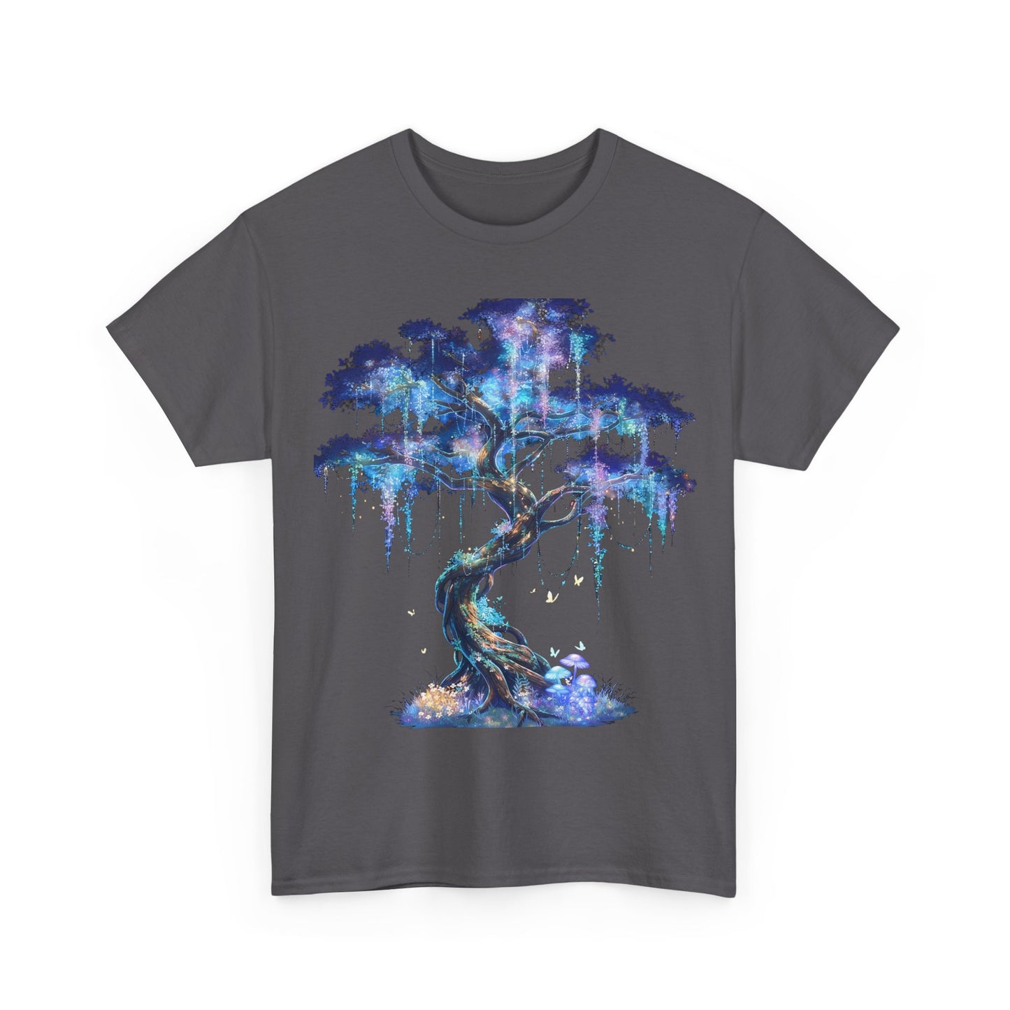 Mystic Glow Tree Unisex Heavy Cotton Tee – Bioluminescent Forest Guardian