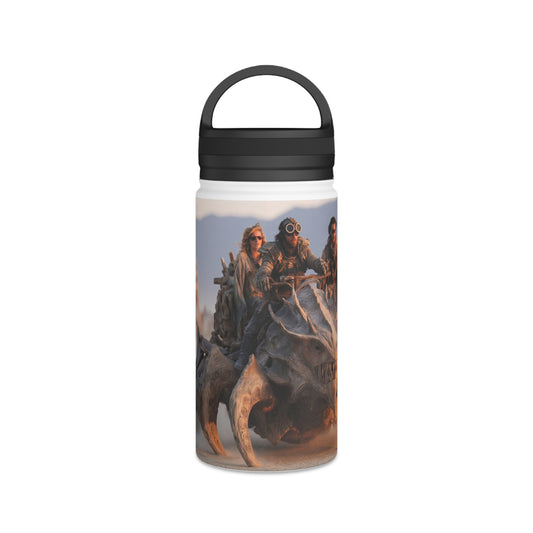 Desert Nomad Chariot Water Bottle – Handle Lid – Dust-Swirled Sunset Ride